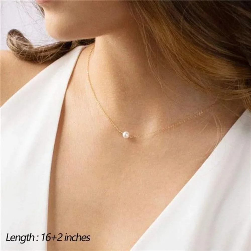 Dainty Layered Choker Necklace, Handmade 14K Gold Plated Y Pendant